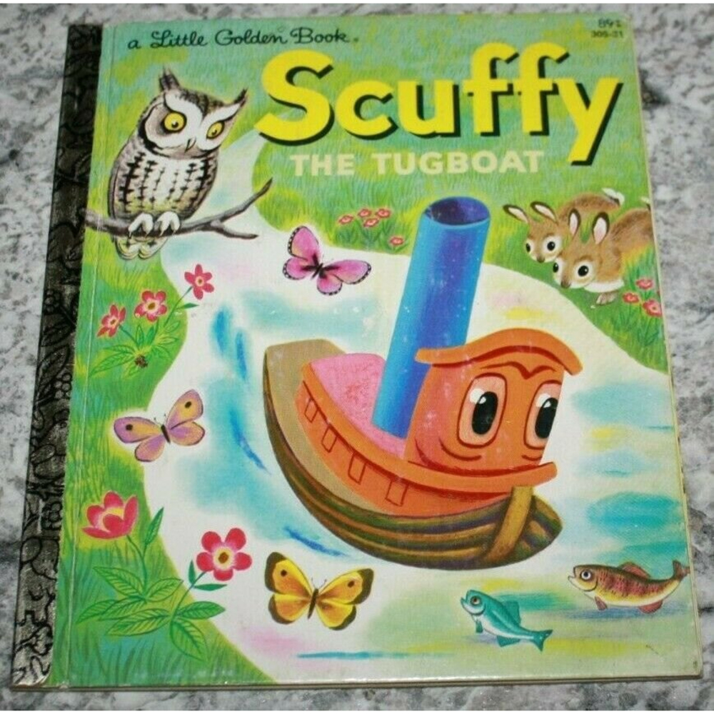 Scuffy The Tugboat Little Golden Book Gertrude Crampton HC Vintage 1974